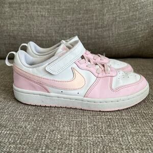 Kids Nike Court Borough Low Recraft Athletic Shoes Pink White Size 2Y